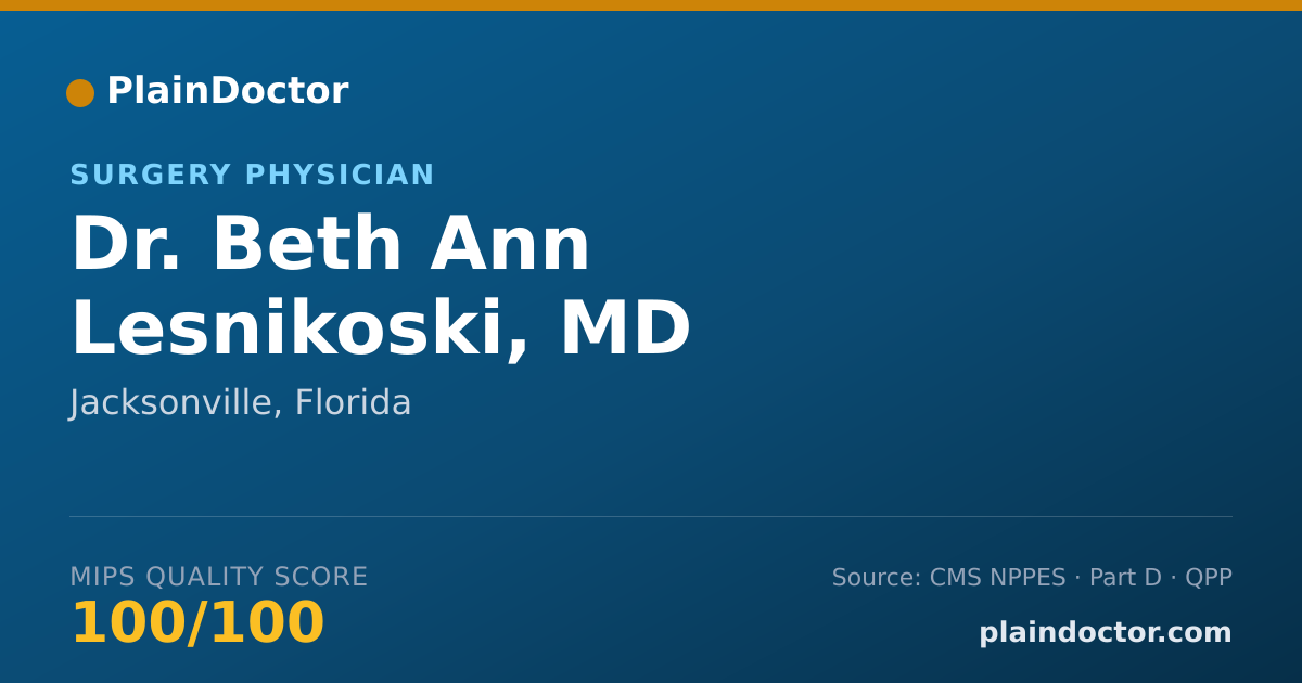Shareable card for Beth Ann Lesnikoski, MD - Surgery Physician, Jacksonville, FL
