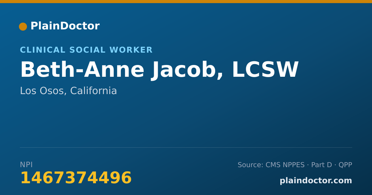 Shareable card for Beth-Anne Jacob, LCSW - Clinical Social Worker, Los Osos, CA