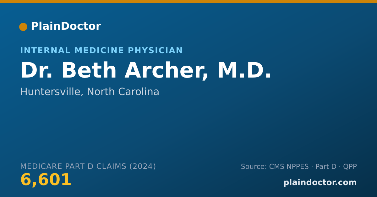 Shareable card for Beth Archer, M.D. - Internal Medicine Physician, Huntersville, NC