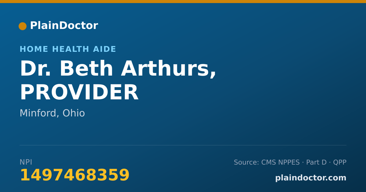 Shareable card for Beth Arthurs, PROVIDER - Home Health Aide, Minford, OH