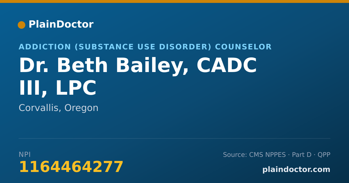 Shareable card for Beth Bailey, CADC III, LPC - Addiction (Substance Use Disorder) Counselor, Corvallis, OR