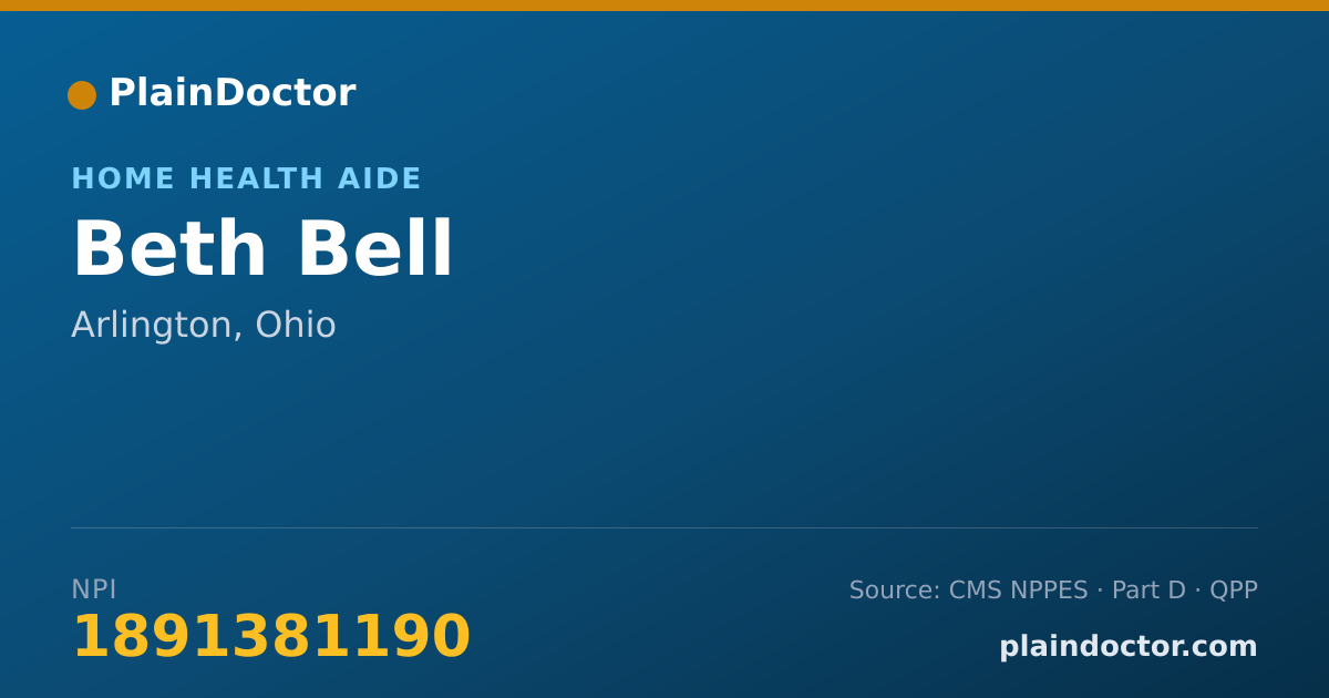 Shareable card for Beth Bell - Home Health Aide, Arlington, OH