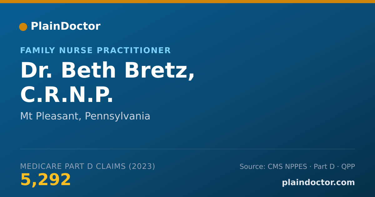 Shareable card for Beth Bretz, C.R.N.P. - Family Nurse Practitioner, Mt Pleasant, PA