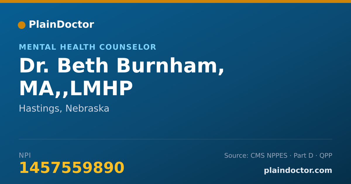 Shareable card for Beth Burnham, MA,,LMHP - Mental Health Counselor, Hastings, NE