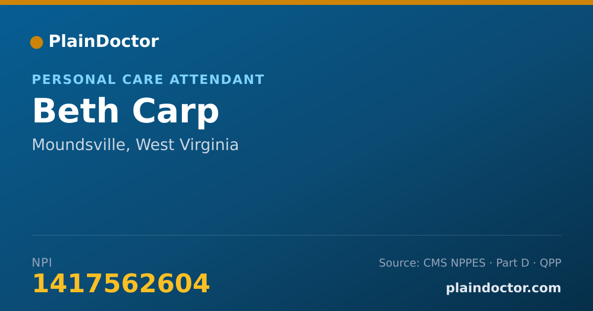 Shareable card for Beth Carp - Personal Care Attendant, Moundsville, WV
