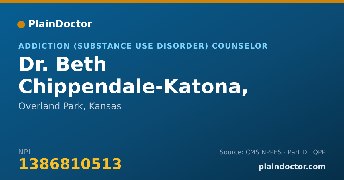 Shareable card for Beth Chippendale-Katona, LCPC, LCAC - Addiction (Substance Use Disorder) Counselor, Overland Park, KS