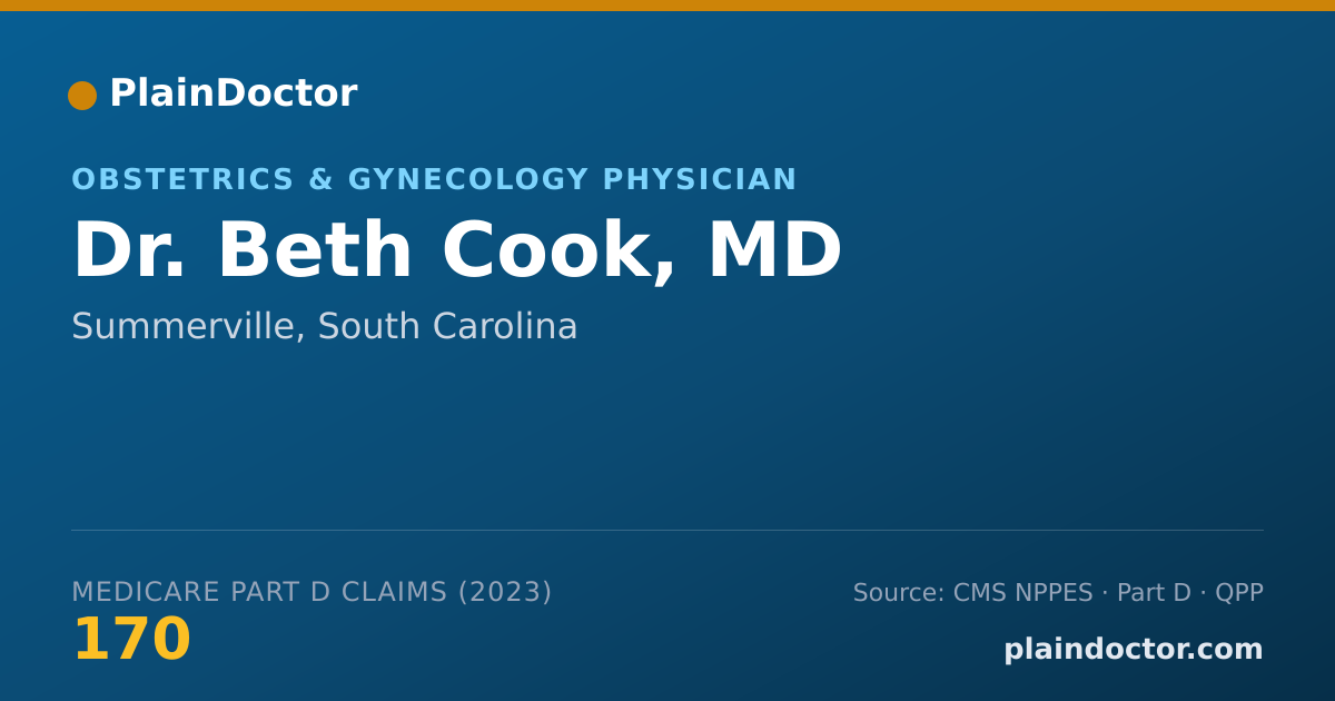 Shareable card for Beth Cook, MD - Obstetrics & Gynecology Physician, Summerville, SC