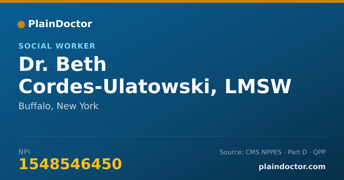 Shareable card for Beth Cordes-Ulatowski, LMSW - Social Worker, Buffalo, NY