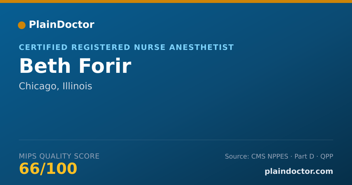 Shareable card for Beth Forir - Certified Registered Nurse Anesthetist, Chicago, IL
