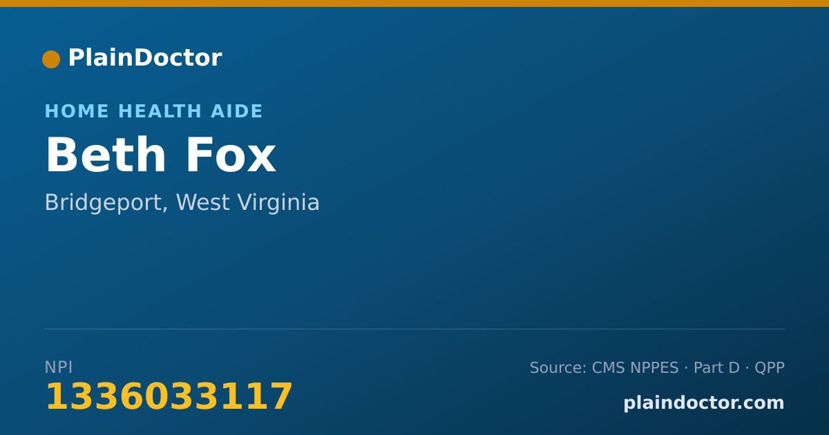 Shareable card for Beth Fox - Home Health Aide, Bridgeport, WV