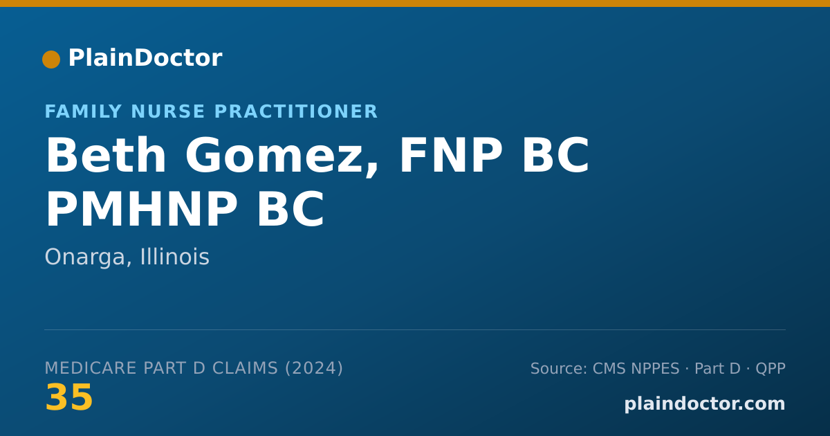 Shareable card for Beth Gomez, FNP BC PMHNP BC - Family Nurse Practitioner, Onarga, IL