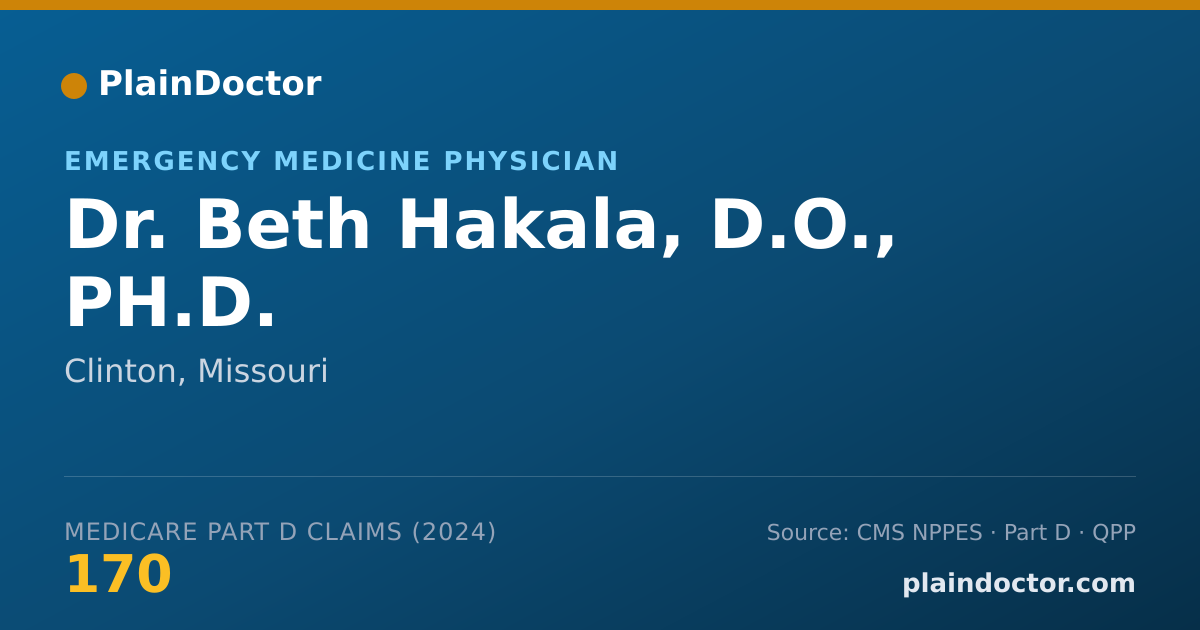 Shareable card for Beth Hakala, D.O., PH.D. - Emergency Medicine Physician, Clinton, MO