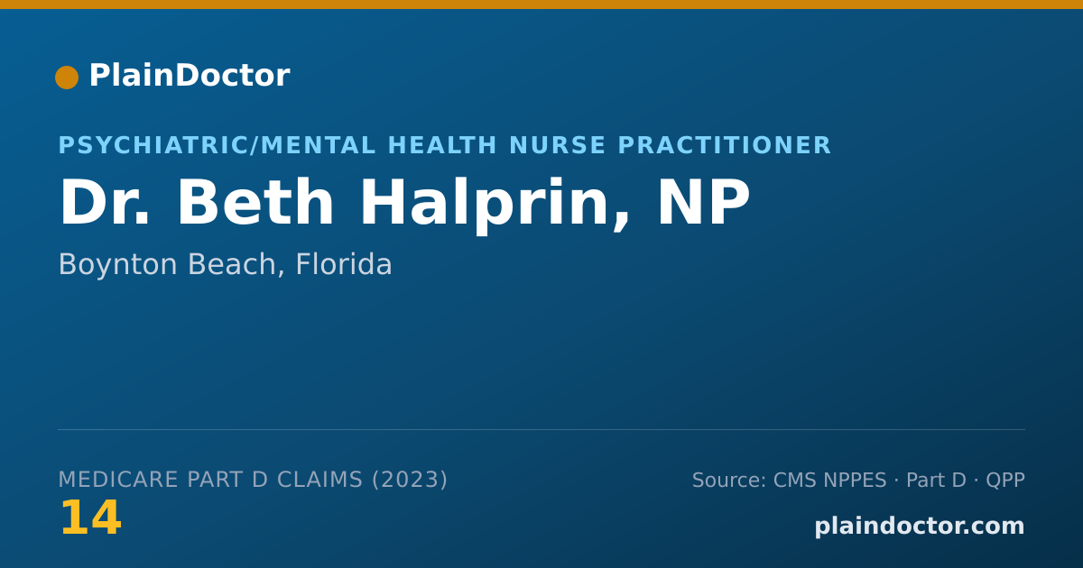 Shareable card for Beth Halprin, NP - Psychiatric/Mental Health Nurse Practitioner, Boynton Beach, FL