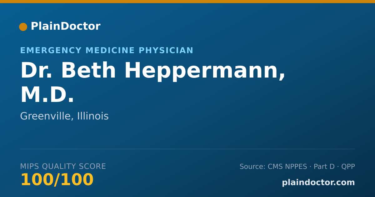 Shareable card for Beth Heppermann, M.D. - Emergency Medicine Physician, Greenville, IL