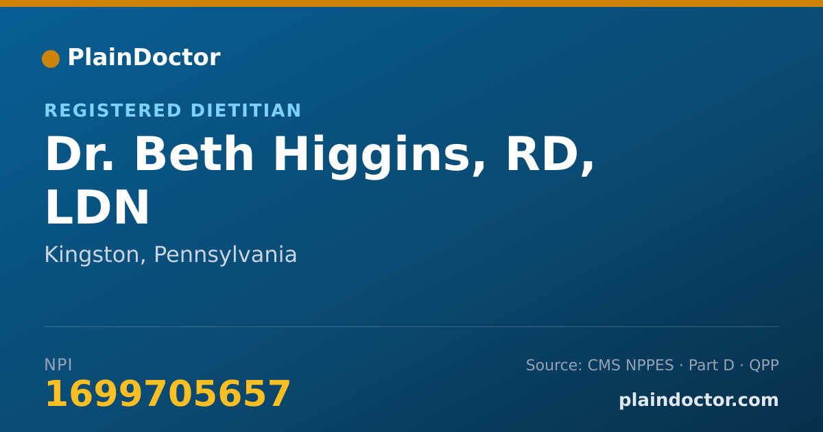 Shareable card for Beth Higgins, RD, LDN - Registered Dietitian, Kingston, PA