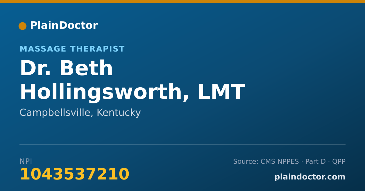 Shareable card for Beth Hollingsworth, LMT - Massage Therapist, Campbellsville, KY