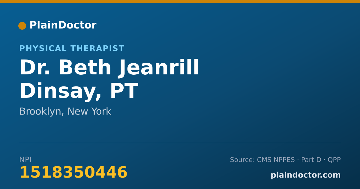 Shareable card for Beth Jeanrill Dinsay, PT - Physical Therapist, Brooklyn, NY