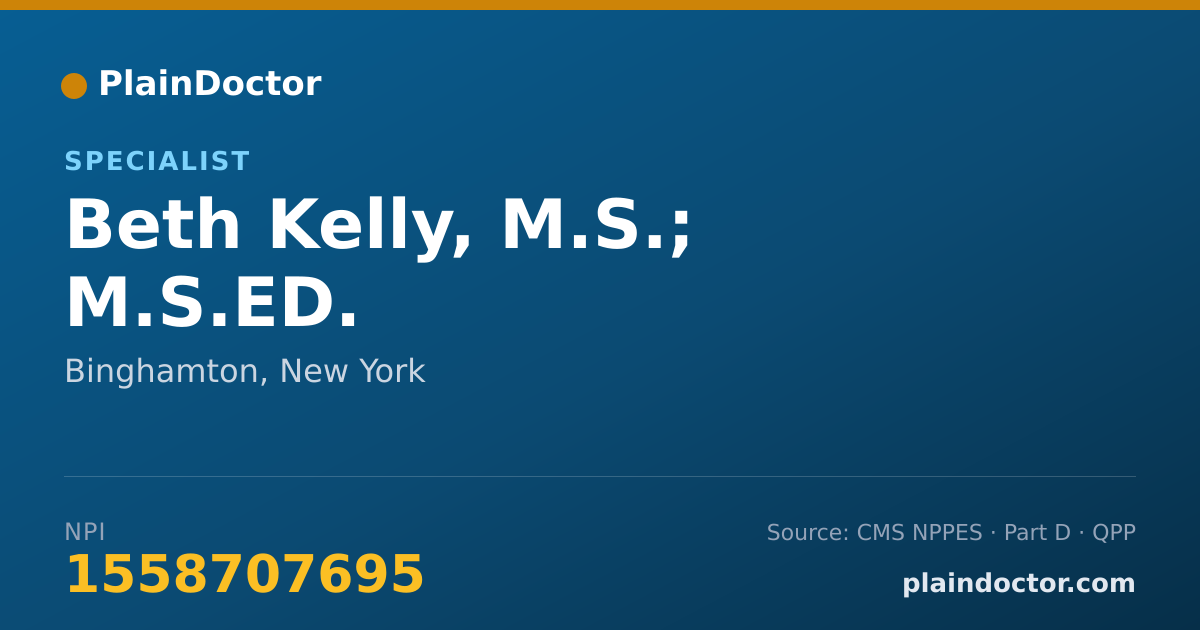 Shareable card for Beth Kelly, M.S.; M.S.ED. - Specialist, Binghamton, NY