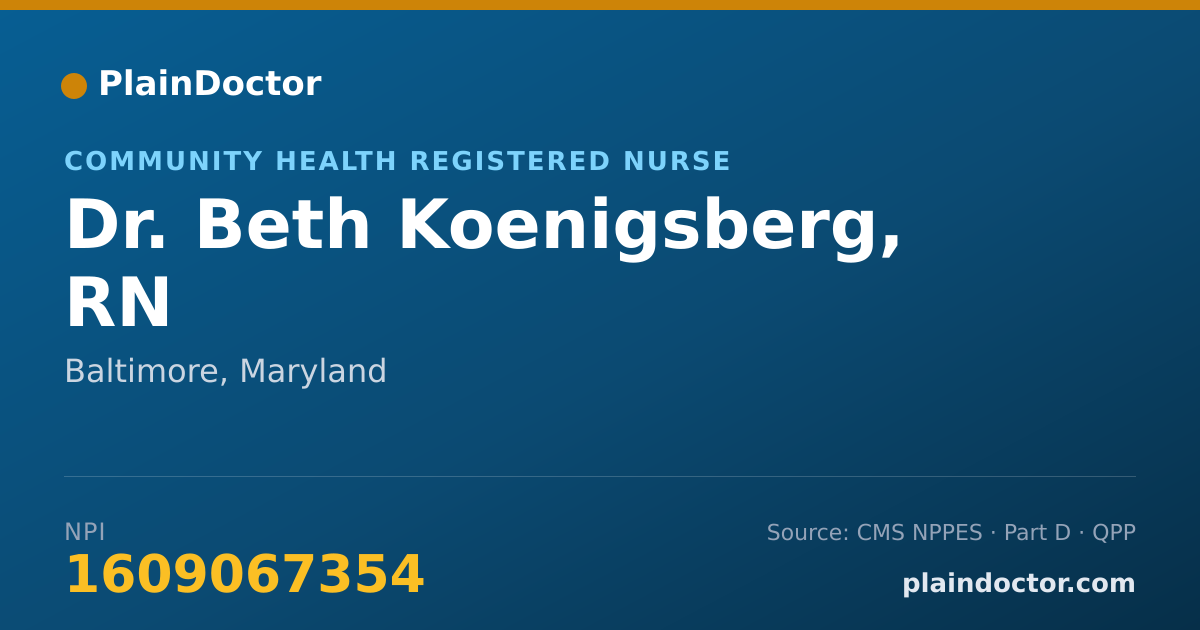 Shareable card for Beth Koenigsberg, RN - Community Health Registered Nurse, Baltimore, MD