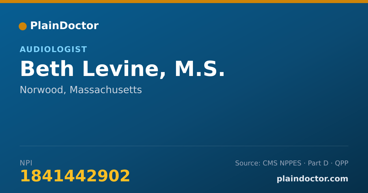 Shareable card for Beth Levine, M.S. - Audiologist, Norwood, MA