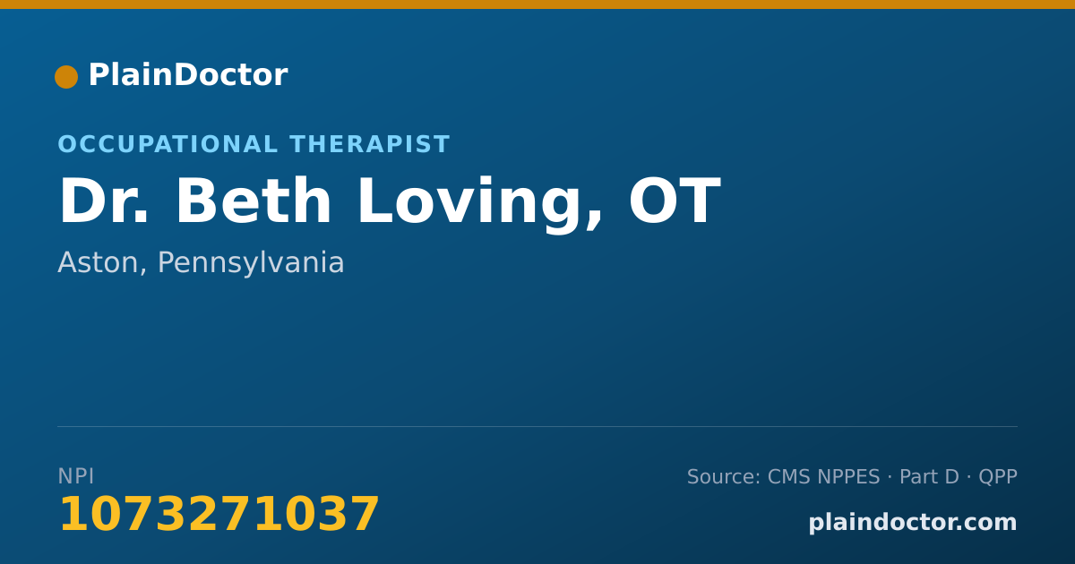 Shareable card for Beth Loving, OT - Occupational Therapist, Aston, PA