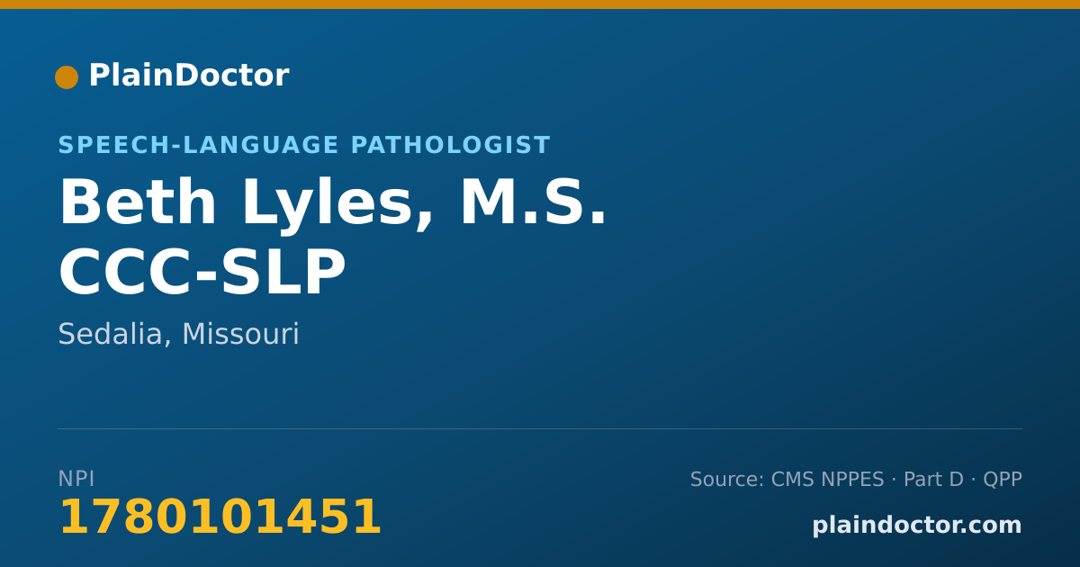Shareable card for Beth Lyles, M.S. CCC-SLP - Speech-Language Pathologist, Sedalia, MO