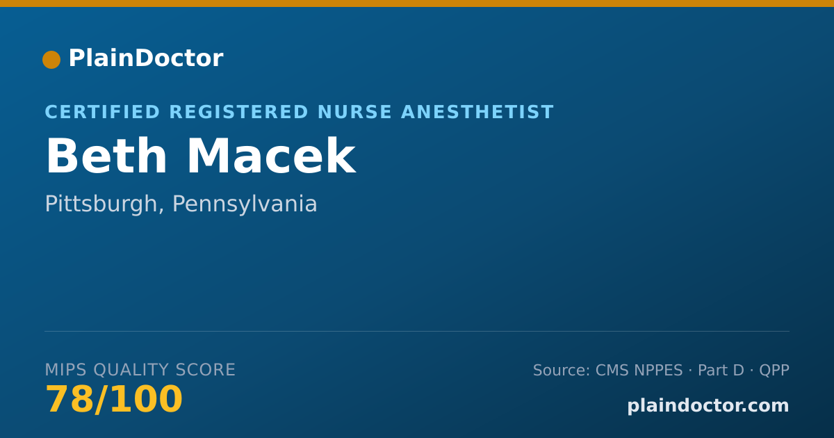 Shareable card for Beth Macek - Certified Registered Nurse Anesthetist, Pittsburgh, PA