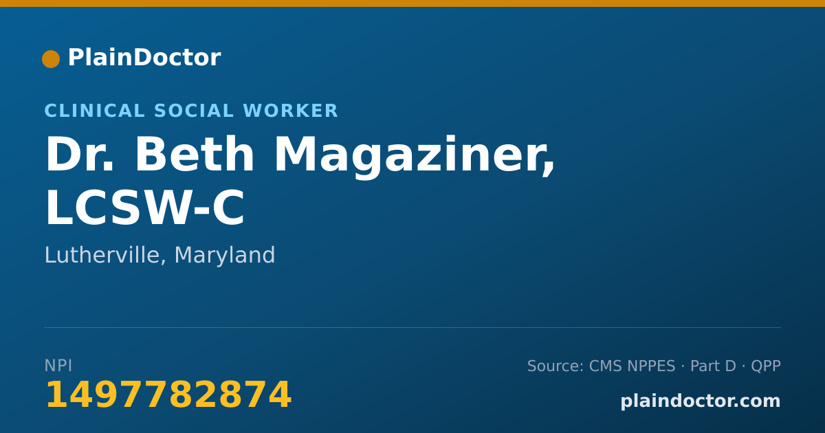 Shareable card for Beth Magaziner, LCSW-C - Clinical Social Worker, Lutherville, MD
