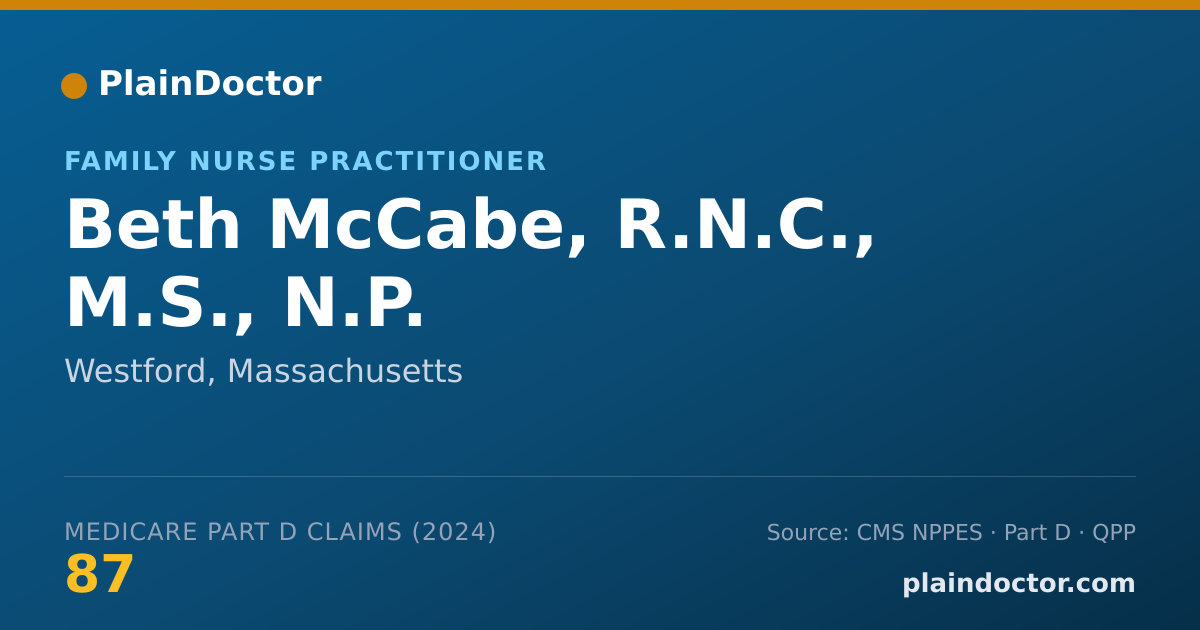 Shareable card for Beth McCabe, R.N.C., M.S., N.P. - Family Nurse Practitioner, Westford, MA