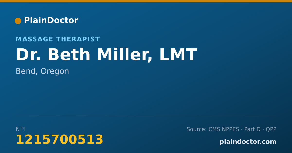 Shareable card for Beth Miller, LMT - Massage Therapist, Bend, OR