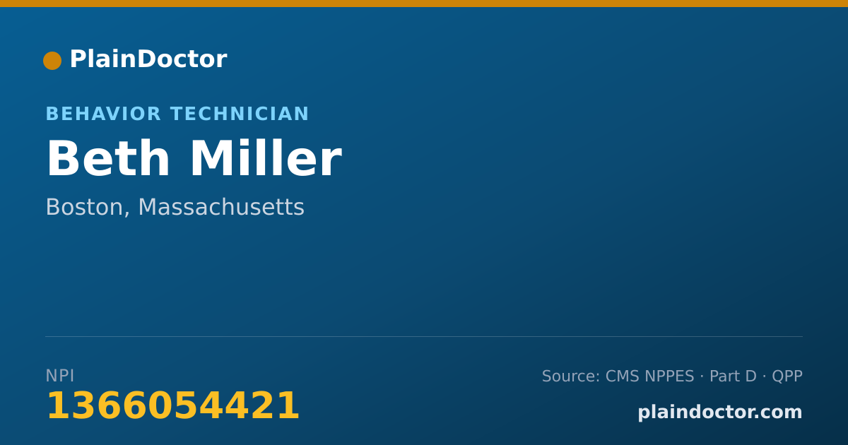 Shareable card for Beth Miller - Behavior Technician, Boston, MA
