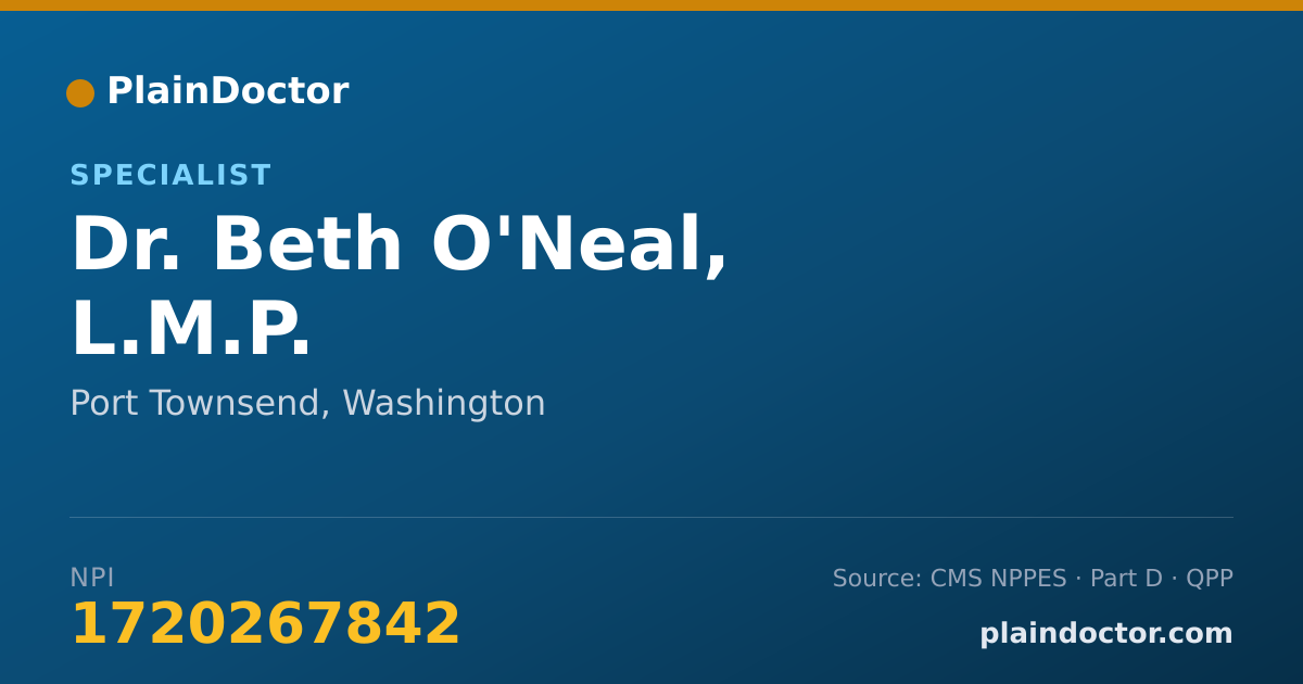 Shareable card for Beth O'Neal, L.M.P. - Specialist, Port Townsend, WA