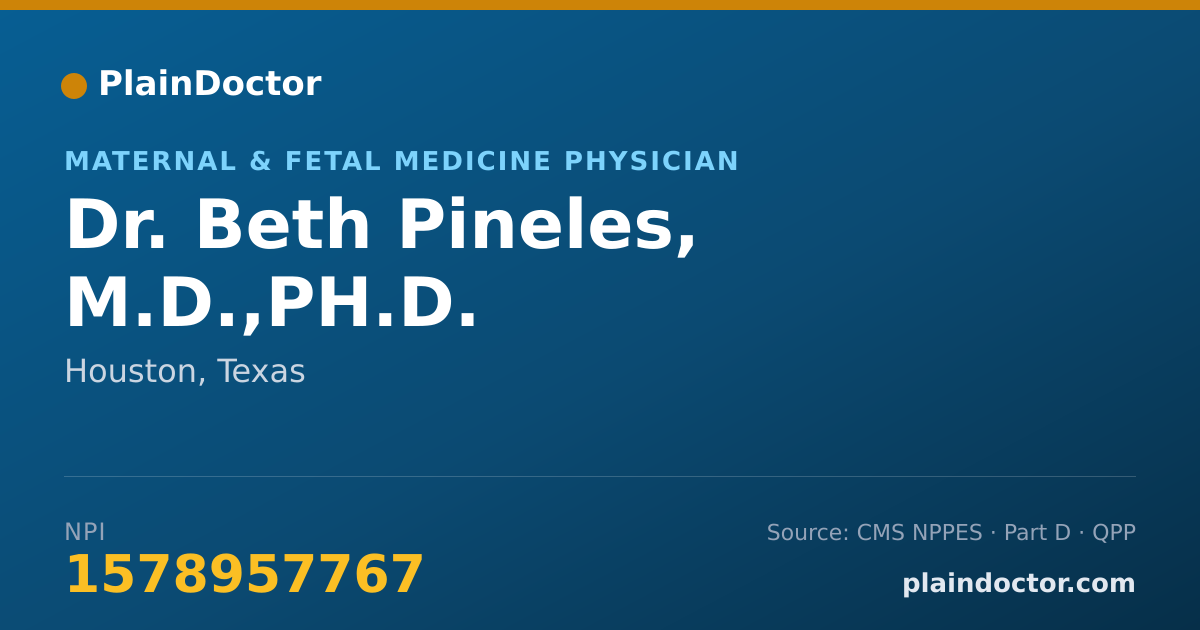 Shareable card for Beth Pineles, M.D.,PH.D. - Maternal & Fetal Medicine Physician, Houston, TX