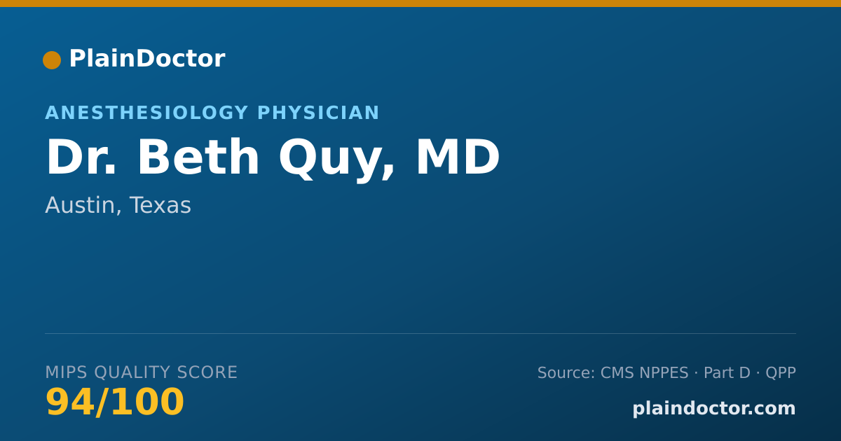 Shareable card for Beth Quy, MD - Anesthesiology Physician, Austin, TX