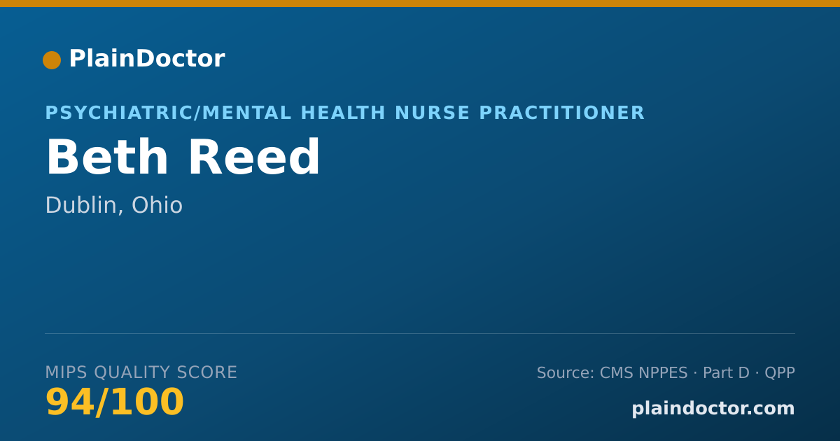 Shareable card for Beth Reed - Psychiatric/Mental Health Nurse Practitioner, Dublin, OH