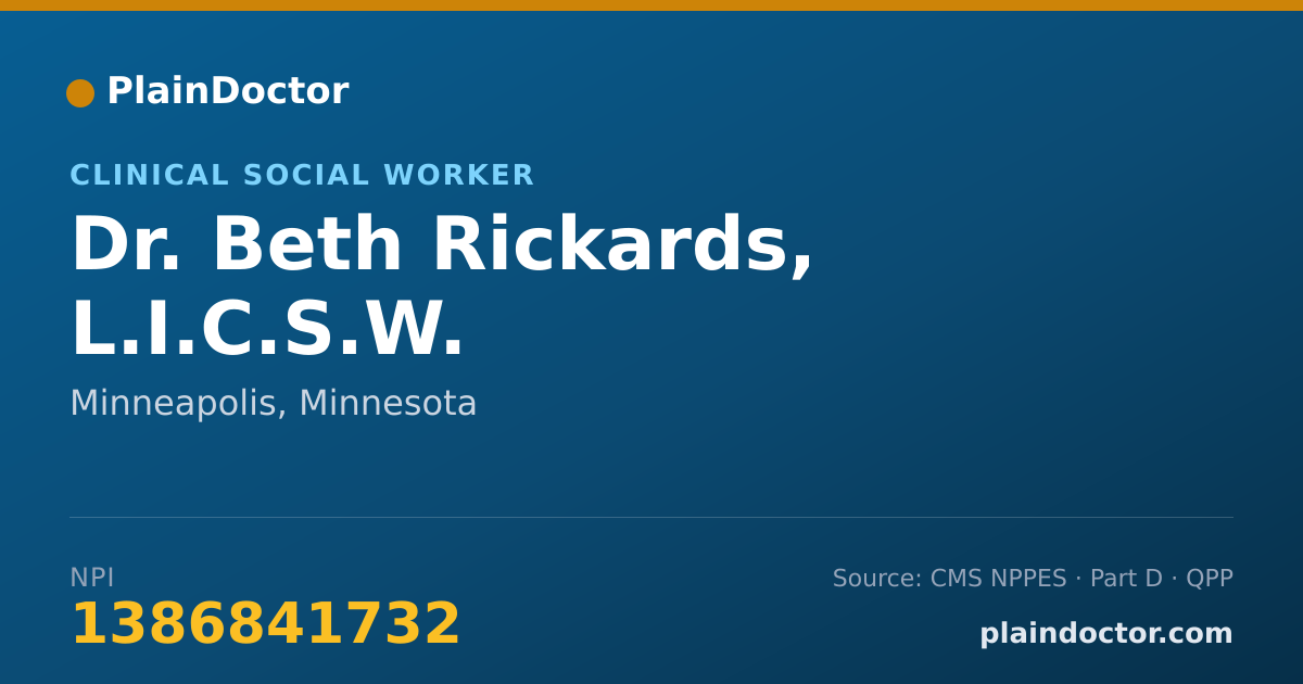 Shareable card for Beth Rickards, L.I.C.S.W. - Clinical Social Worker, Minneapolis, MN