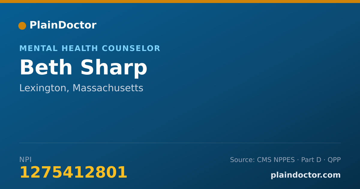 Shareable card for Beth Sharp - Mental Health Counselor, Lexington, MA