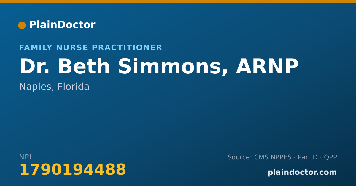 Shareable card for Beth Simmons, ARNP - Family Nurse Practitioner, Naples, FL