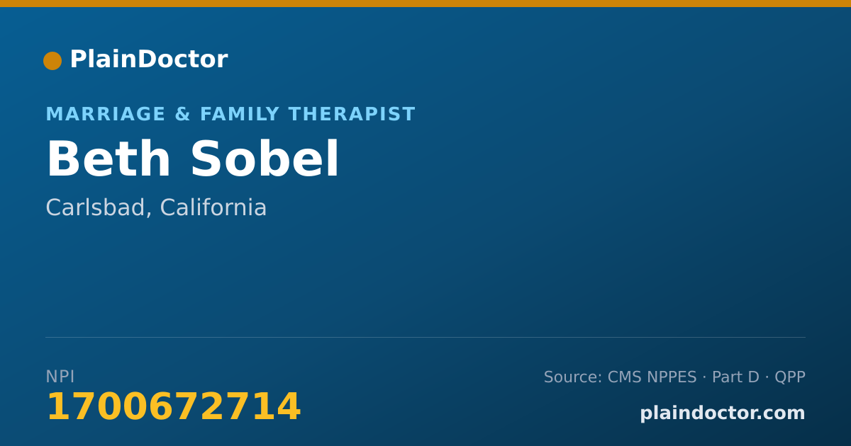 Shareable card for Beth Sobel - Marriage & Family Therapist, Carlsbad, CA