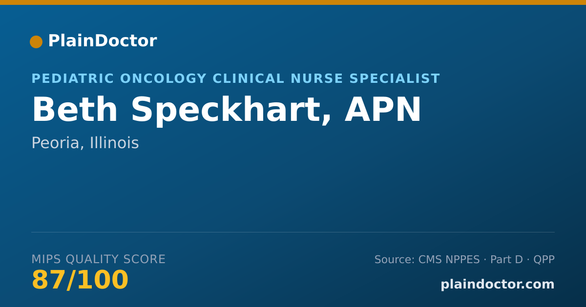 Shareable card for Beth Speckhart, APN - Pediatric Oncology Clinical Nurse Specialist, Peoria, IL