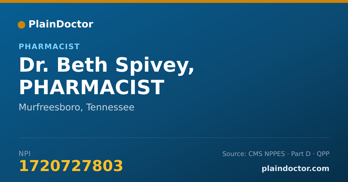 Shareable card for Beth Spivey, PHARMACIST - Pharmacist, Murfreesboro, TN
