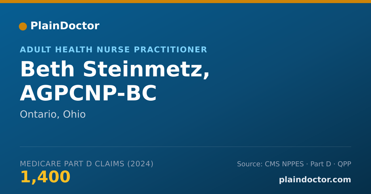 Shareable card for Beth Steinmetz, AGPCNP-BC - Adult Health Nurse Practitioner, Ontario, OH