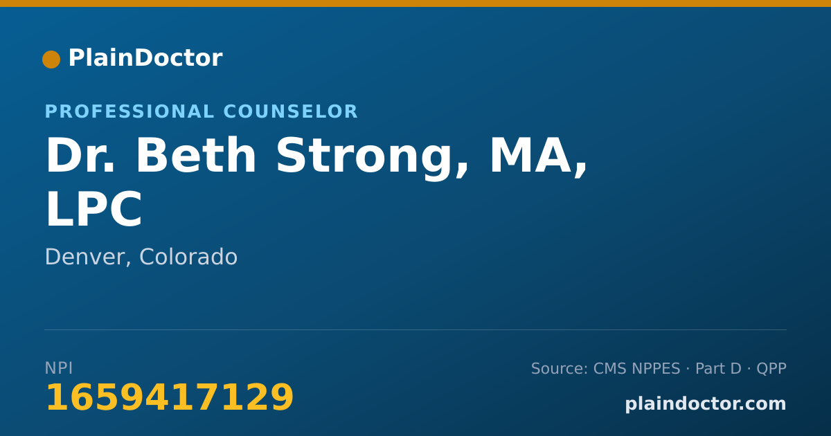 Shareable card for Beth Strong, MA, LPC - Professional Counselor, Denver, CO
