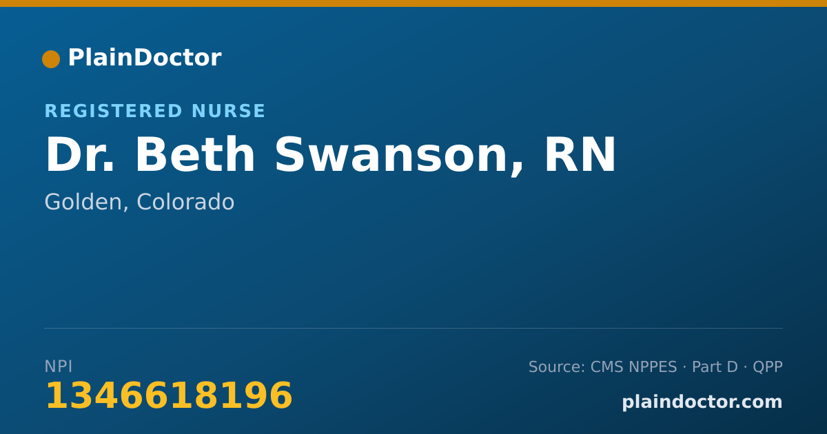 Shareable card for Beth Swanson, RN - Registered Nurse, Golden, CO