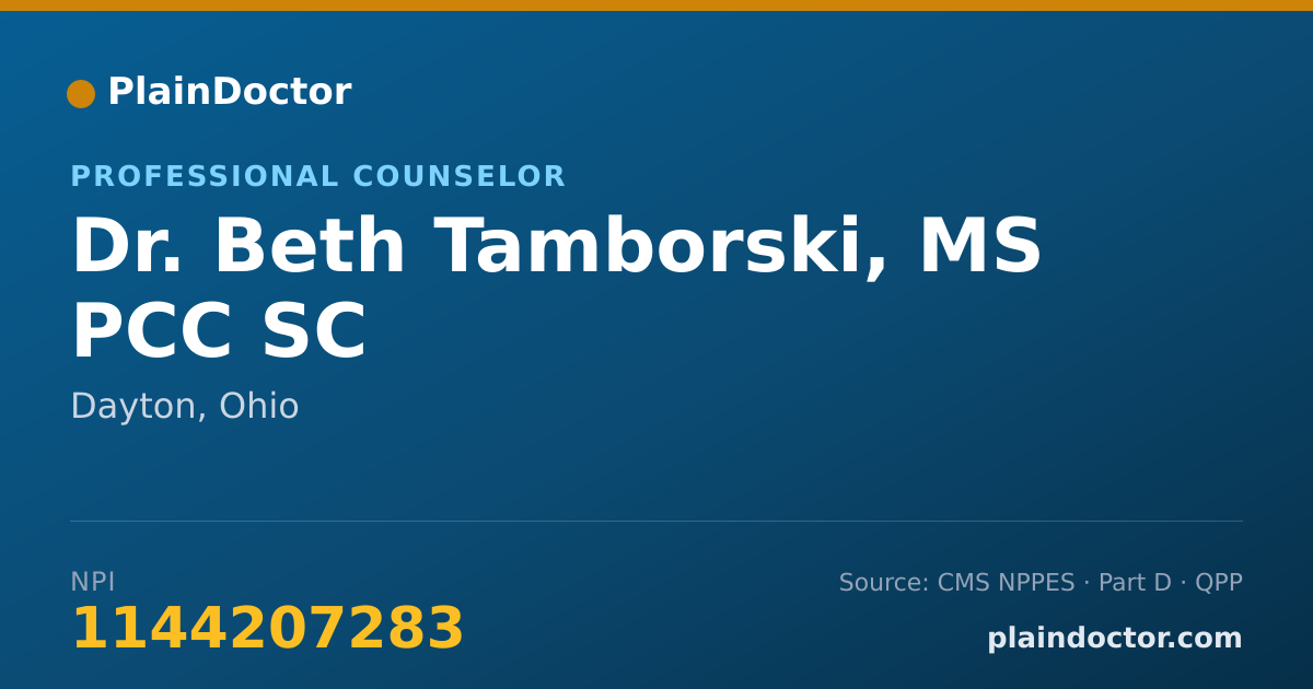 Shareable card for Beth Tamborski, MS PCC SC - Professional Counselor, Dayton, OH