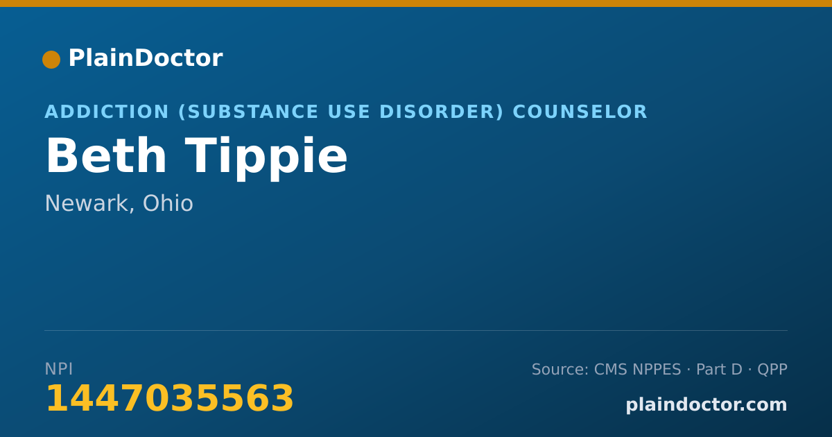 Shareable card for Beth Tippie - Addiction (Substance Use Disorder) Counselor, Newark, OH