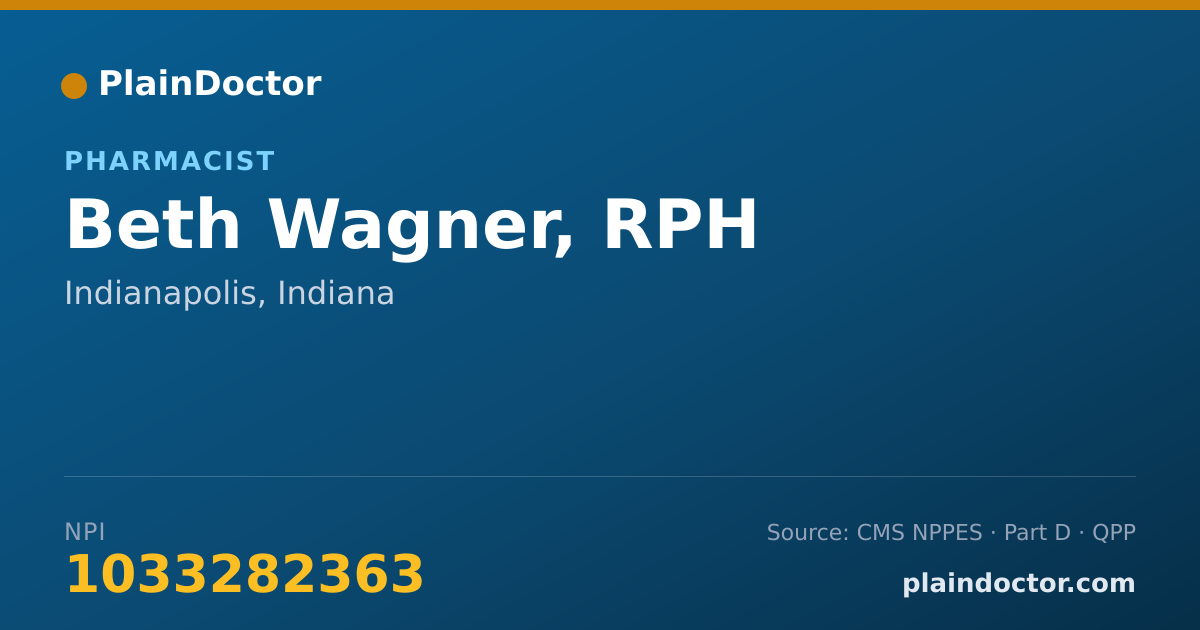 Shareable card for Beth Wagner, RPH - Pharmacist, Indianapolis, IN
