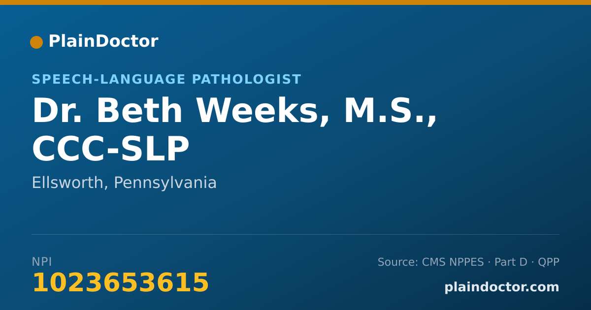 Shareable card for Beth Weeks, M.S., CCC-SLP - Speech-Language Pathologist, Ellsworth, PA