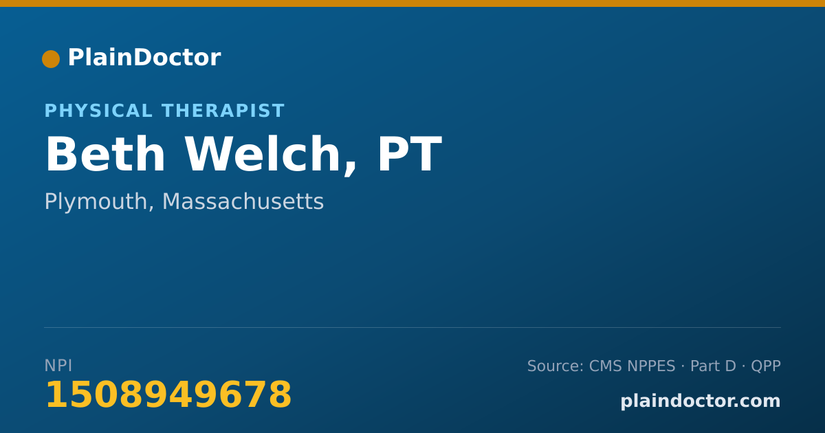 Shareable card for Beth Welch, PT - Physical Therapist, Plymouth, MA