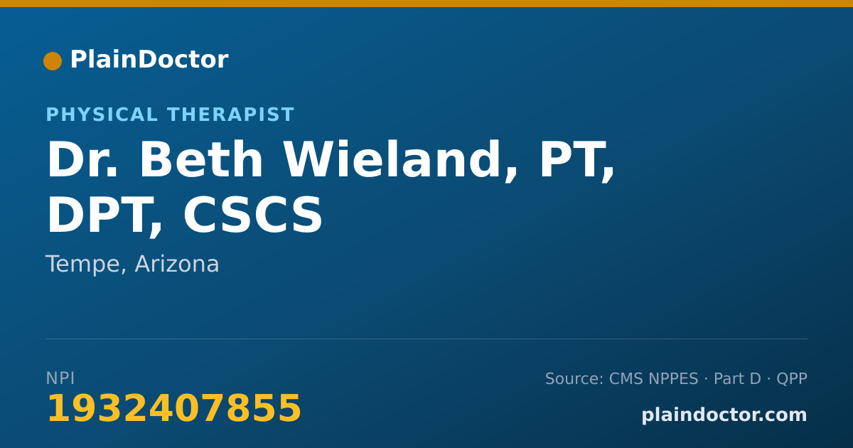 Shareable card for Beth Wieland, PT, DPT, CSCS - Physical Therapist, Tempe, AZ